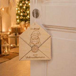 "Post für den Weihnachtsmann" Persönlicher Briefkasten für den Weihnachtsmann aus Holz | Wunschzettel Umschlag zum Aufhängen