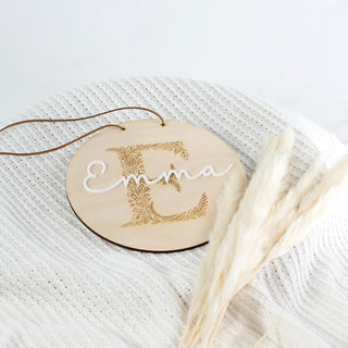 Personalisiertes Namensschild rund – Kinderzimmer Deko mit Name und Buchstabe