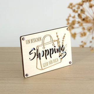 "Shopping-Geld" Geldgeschenk-Verpackung aus Holz