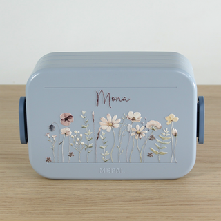 "Wildblumen" Personalisierte Mepal Brotdose mit Blumenmotiv | Bedruckte Lunchbox mit Namen für Kinder