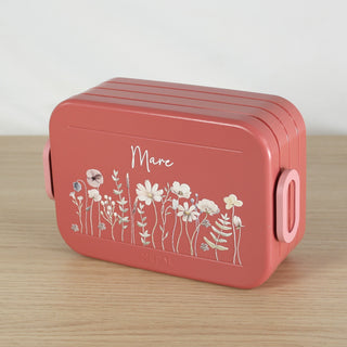 "Wildblumen" Personalisierte Mepal Brotdose mit Blumenmotiv | Bedruckte Lunchbox mit Namen für Kinder