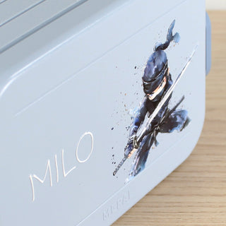 Detailansicht des Ninja-Motivs auf personalisierter Mepal Brotdose