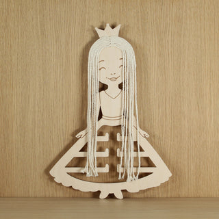 Niedlicher Haarspangen-Halter aus Holz in Form einer Prinzessin. Organisations-Helfer für das Kinderzimmer