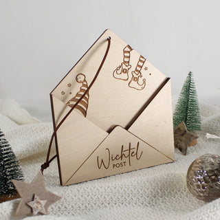 Wichtelpost aus Holz, kleiner Briefkasten für Wichtelbriefe und Nachrichten zwischen Kind und Wichtel